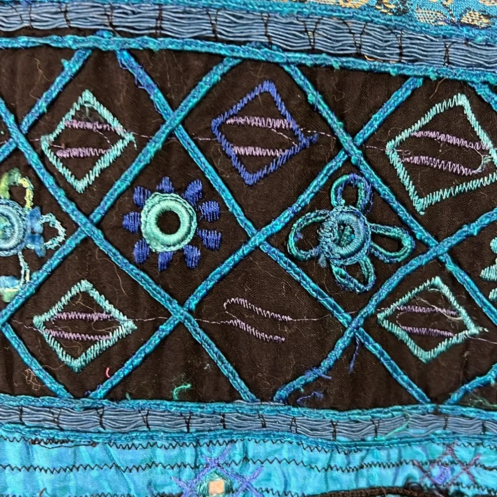 Chico's Sapphire Blue Deepwater Beaded Embroidered Brocade Cardigan Coat - Picture 5 of 9